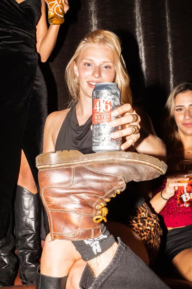 Draught beer and canned lager photographed with people enjoying them